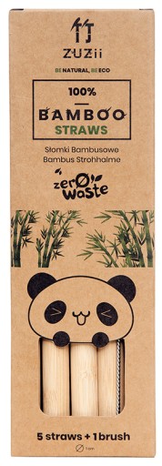 SŁOMKI BAMBUSOWE FREZOWANE DUŻE SMOOTHIE 5 + 1 (10827)