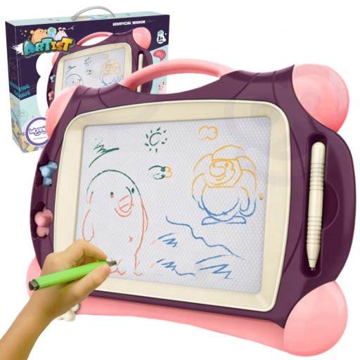 Znikopis Tablica Magnetyczna Kolorowa + 2 Stempelki Fioletowy WOOPIE