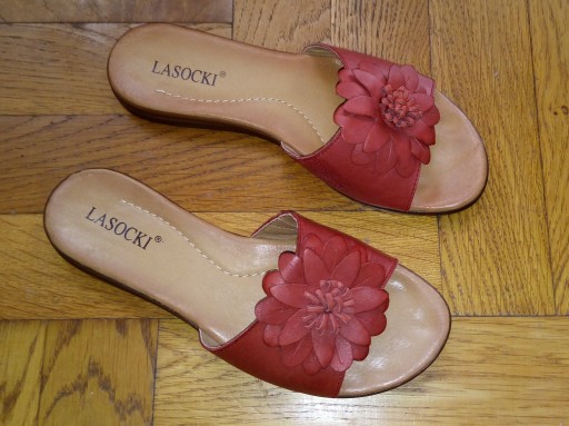 LASOCKI DAMSKIE KLAPKI ELEGANCKIE SKÓRA KWIAT 37