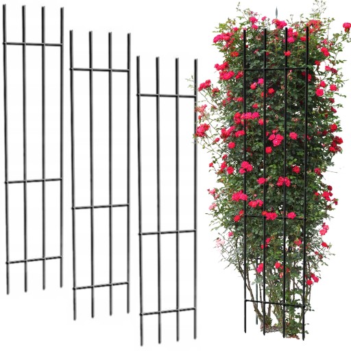 PERGOLA OGRODOWA METALOWA PODPORA DO ROŚLIN RÓŻ KWIATÓW KRATKA ZESTAW 3SZT.