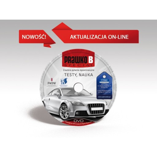 Testy na Prawo Jazdy B - Płyta DVD CD 2024 Credo Nauka + Egzamin + BONUS!