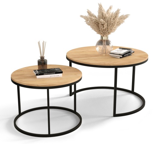 Stolik kawowy wysuwany MARVIN 2 w 1 metal, craft