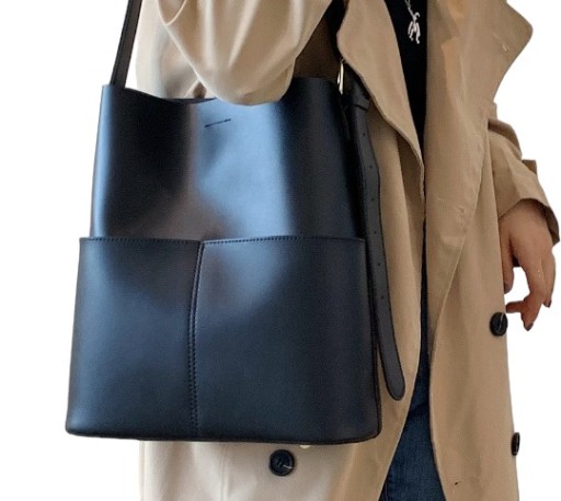 Torebka Damska CZARNA Torba na Ramię Pojemna Shopper A4 Eko Skóra