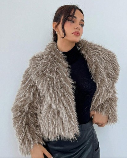 SHEIN SZTUCZNE FUTRO DAMSKIE BRĄZOWE 36 1ŁOA