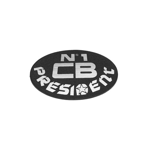 Naklejka Emblemat CB PRESIDENT srebrna 72x44mm
