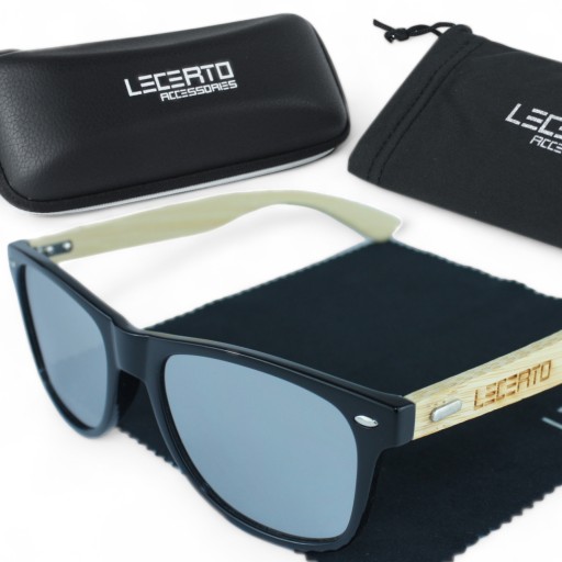 OKULARY PRZECIWSŁONECZNE UV400 DREWNIANE BAMBUSOWE ZESTAW LECERTO