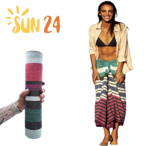 RĘCZNIK PLAŻOWY PAREO NA BASEN SAUNĘ SPA FOUTA HAMMAM BAWEŁNA ORGANICZNA