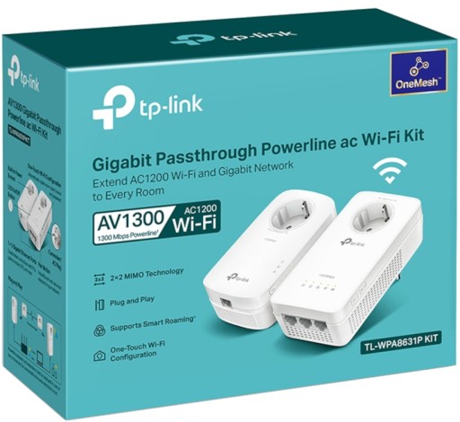 TP-Link TL-WPA8631P 1200Mbps Powerline Starter Kit (4x RJ45+WiFi)