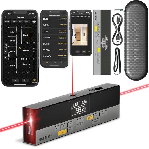 DWUSTRONNY DALMIERZ CYFROWA MIARKA MIERNIK ODLEGŁOŚCI 120m BT iOS ANDROID