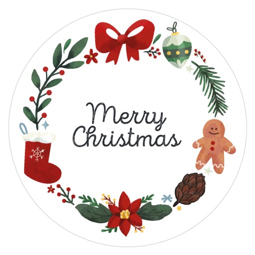 Naklejki świąteczne DUŻE MERRY CHRISTMAS 100szt