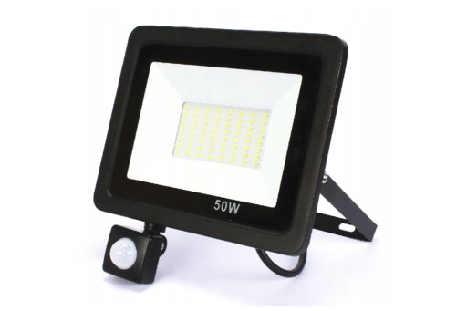 Naświetlacz czarny LED 50W NEUTRALNY z czujnikiem