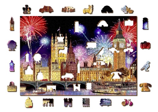 Drewniane Puzzle Londyn Nocą 500 +5 elemenów