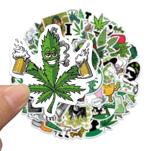 WLEPY STICKER BOMB NAKLEJKI MIX KONOPIE 50szt