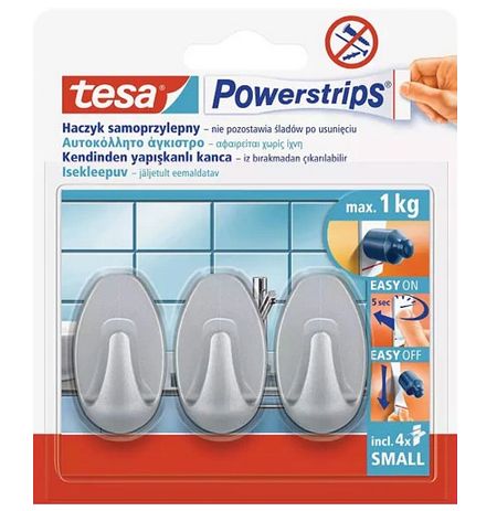 TESA Haczyk POWERSTRIPS owalny mały 57519 srebrny