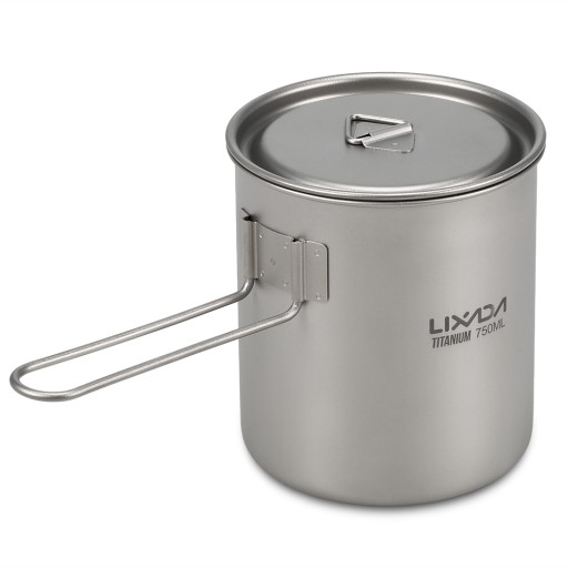 Lixada 750 ml Camping Titanium Pot Water Cup ze