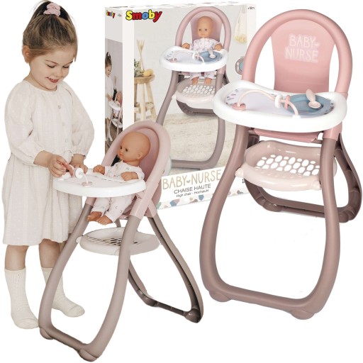 KRZESEŁKO DO KARMIENIA DLA LALEK BABY NURSE + TALERZYK I ŁYŻECZKA