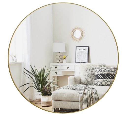 LUSTRO OKRĄGŁE ŚCIENNE LOFT RAMA 70 CM ZŁOTE