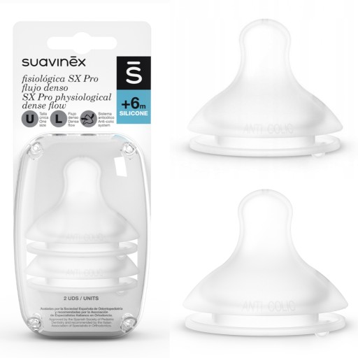Suavinex 2x SMOCZEK do Butelki SX PRO Szybki Przepływ 6m+ Smoczki