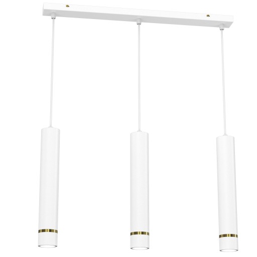 LAMPA SUFITOWA WISZĄCA BIAŁO ZŁOTA TUBA x3 GU10