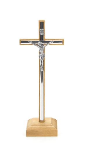 Krzyż drewniany stojący jasny brąz 22,5 cm