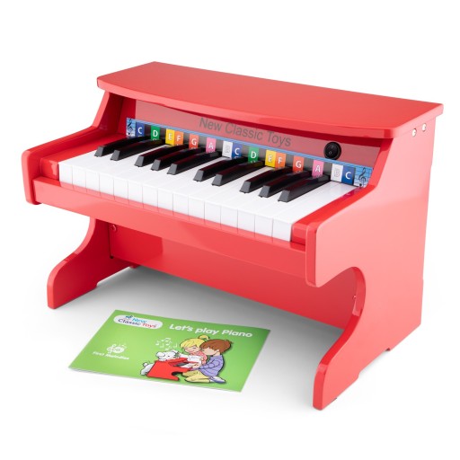 NEW CLASSIC TOYS E-Pianino czerwone – 25 klawiszy
