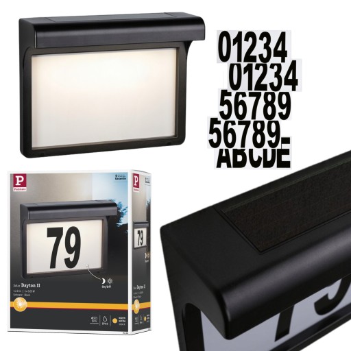 PODŚWIETLANY NUMER DOMU LED SOLARNA Dayton z Czujnikiem Zmierzchu PL95388