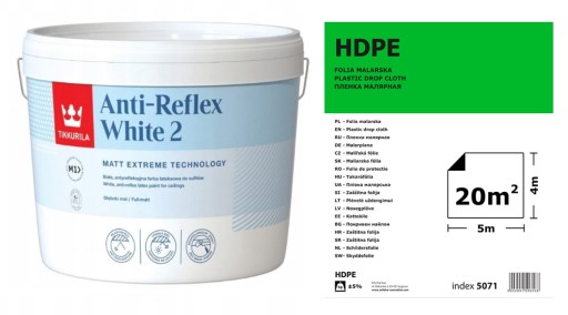 TIKKURILA ANTI-REFLEX WHITE 2 FARBA BIAŁA 10L MAT