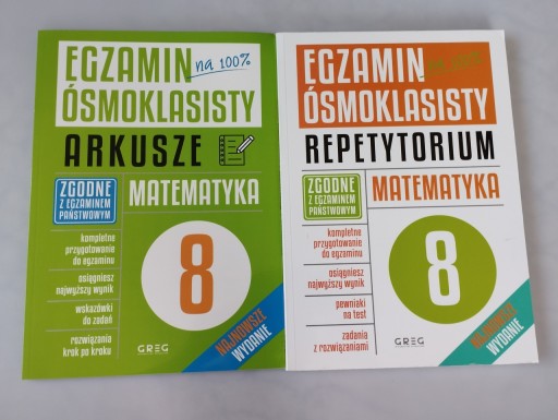 Egzamin ósmoklasisty + ARKUSZE MATEMATYKA GREG x2