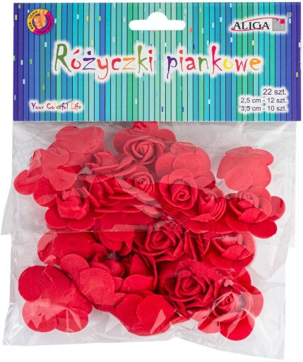 CZERWONE RÓŻE RÓŻYCZKI PIANKOWE MIX ROZMIAR 22 SZT
