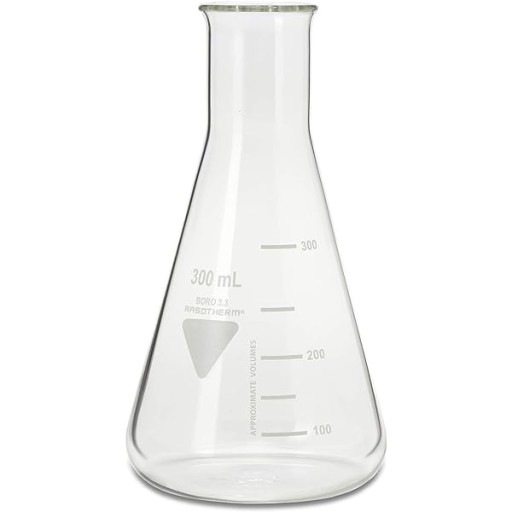 Szklana kolba Erlenmeyera 300 ml Boro 3.3 wąska szyjka RASOTHERM