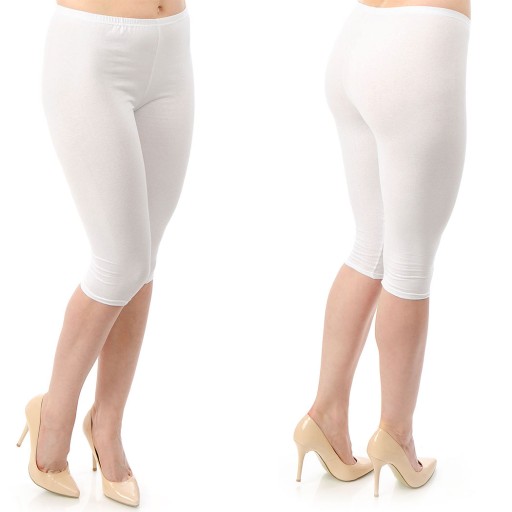 LEGGINSY BAWEŁNIANE GETRY LEGINSY 3/4 BIAŁE 3XL