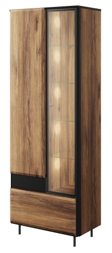 WYSOKA WITRYNA szklana z szufladą 70cm STYL LOFT