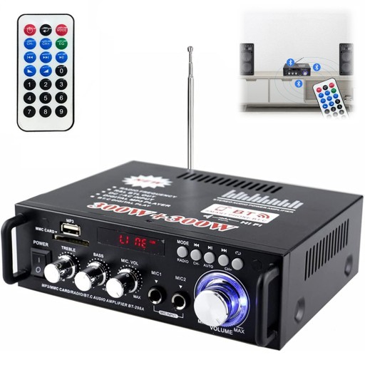 AMPLITUNER WZMACNIACZ STEREO BLUETOOTH USB WZMACNIACZ HIFI WYŚWIETLACZ LCD