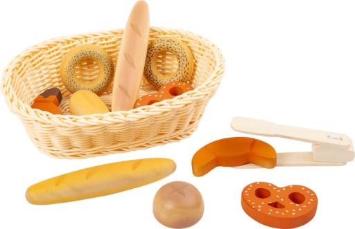 DREWNIANY KOSZYK Z PIECZYWEM SMALL FOOT ARTYKUŁY SPOŻYWCZE DO ZABAWY