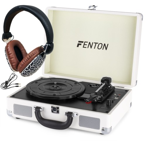 Gramofon RP115D z USB walizka biały + słuchawki