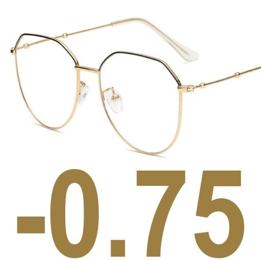 OKULARY KOREKCYJNE złoto-czarne ładne metal -0.75