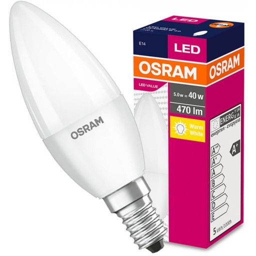 ŻARÓWKA LED OSRAM E14 5,7W BIAŁA CIEPŁA B40 2700K