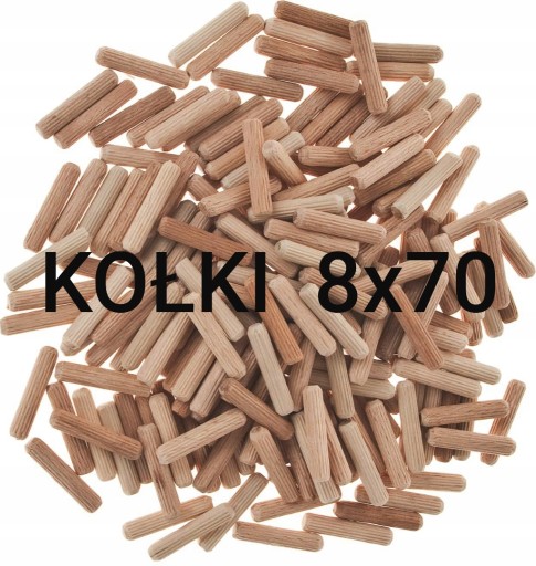 Kołki montażowe, meblowe 8x70 drewniane 1kg 380szt