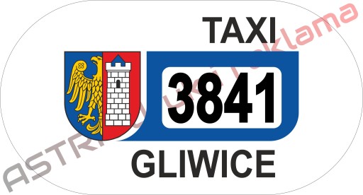 Magnes taxi magnetyczna naklejka oznaczeni GLIWICE
