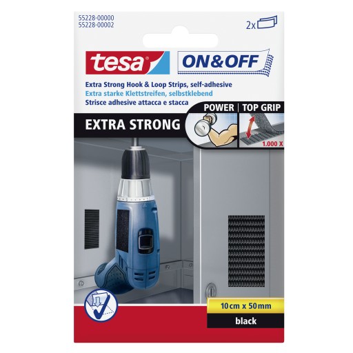 Tesa Rzep montażowy extra STRONG 10x5 cm czarny
