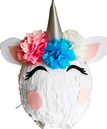DUŻA PINIATA URODZINOWA kij maska UNICORN JEDNOROŻEC XL 100cm metr