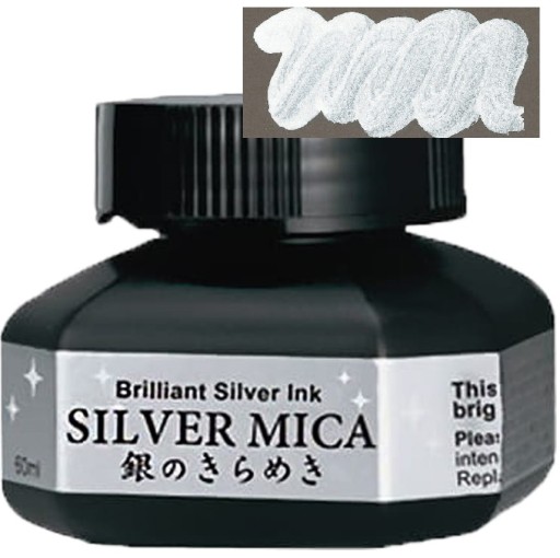 Tusz japoński do kaligrafii rysunku 60 ml Kuretake Silver Mica SREBRNY
