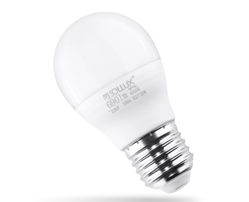 SOLLUX Żarówka LED kulka E27 4000K ZIMNA 7,5W 690lm
