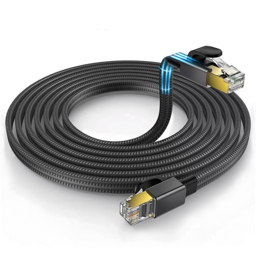 Kabel Sieciowy LAN ETHERNET RJ45 Cat8 SFTP 40Gbps 1M Skrętka Płaski
