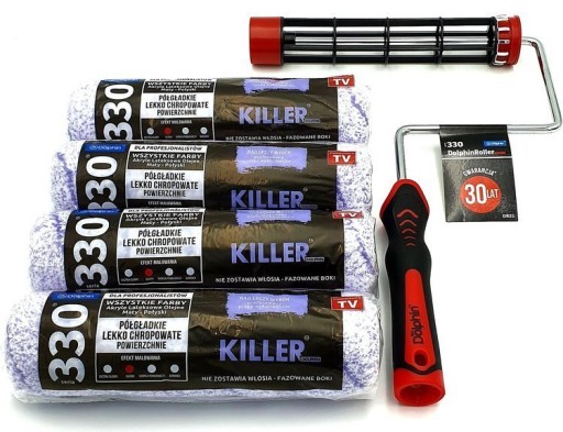 4x WAŁEK KILLER 25CM UCHWYT do malowania ścian