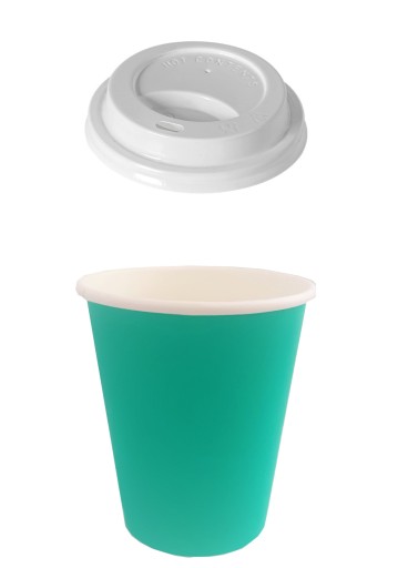 Kubek pap. 250 ml Turkus+ wieczko FI80 100 szt.
