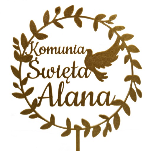 Topper Komunia Imię gołąb gołąbek toper IHS