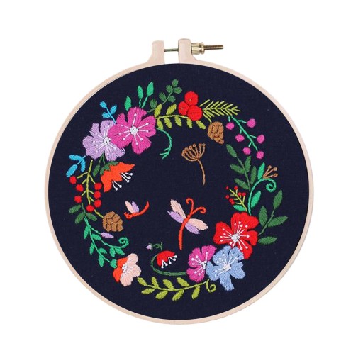 Embroidery Kit with Patterns, Plants Floral Embroidering Tools for Style 4