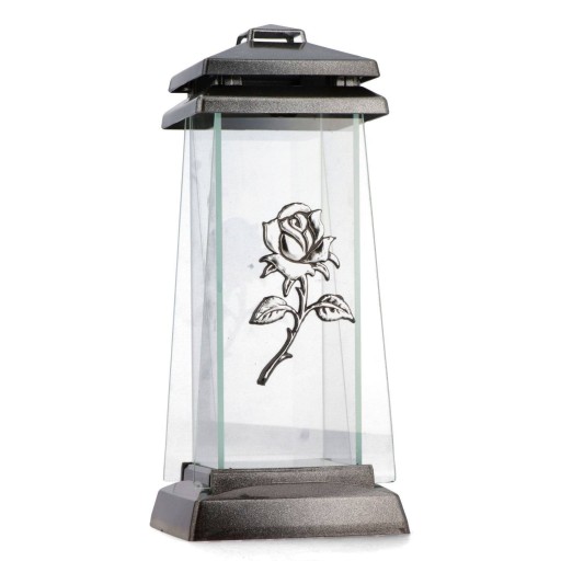 Znicz Zsz-2 mini trapez srebrny róża 26cm