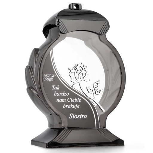 Znicz Owal czarno srebrny Siostro 34cm